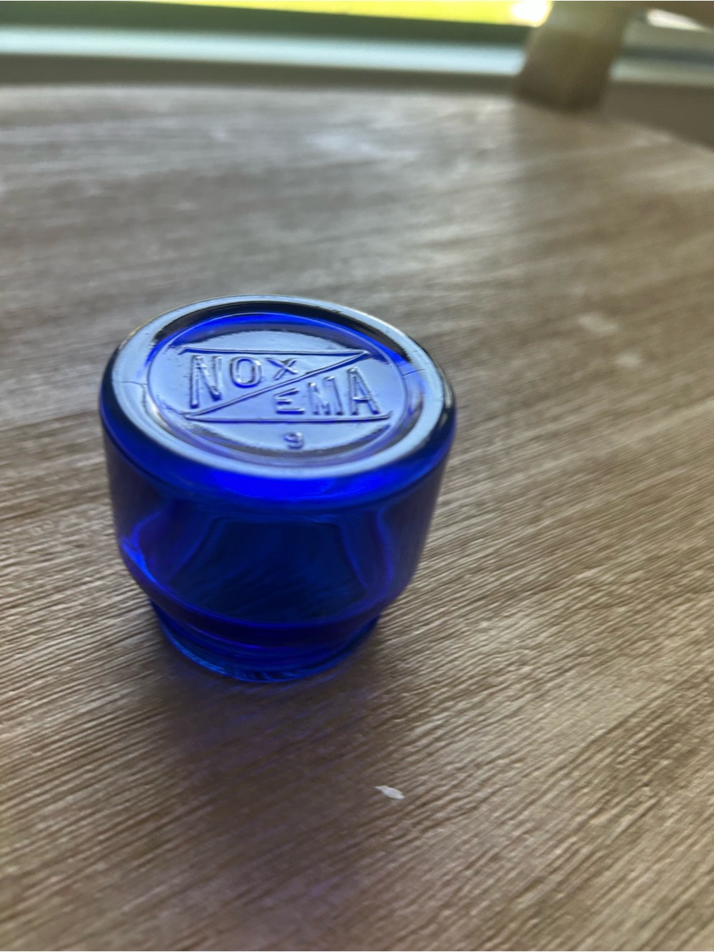 Antique Cobalt Blue Glass Noxzema Apothecary Jar - Great for ring earrings small - Picture 7 of 10